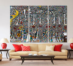 Abstract Expressionism Graffiti Berlin Wall Street Art Abstract Canvas Print Abstract Art Print Artesty 3 panels 36" x 24"
