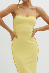 Future Awaits Lace-Up Back Maxi Dress Yellow