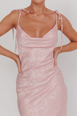 Belonging Cowl Neck Tied Shoulders Maxi Dress Blush