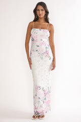 Kaela Crochet Overlay Maxi Dress Floral Pink