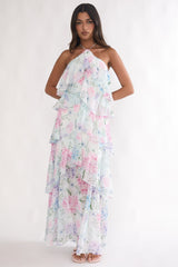 Darylyn Tiered Ruffle Maxi Dress Hydrangea Blue