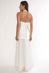 Elyria 3D Ruffle Halter Maxi Dress White