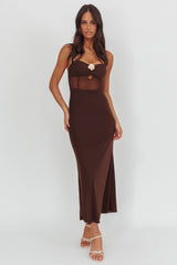 Such A Libra Sheer Bodice Maxi Dress Chocolate
