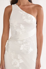 Kairi One-Shoulder Sash Maxi Dress White