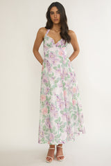 Florent Sweetheart Halterneck Maxi Dress Lace Lilac