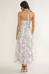 Florent Sweetheart Halterneck Maxi Dress Lace Lilac