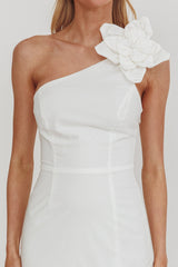 Dena One-Shoulder Frill Hem Maxi Dress White