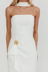 Selora Strapless Ruffle Maxi Dress White