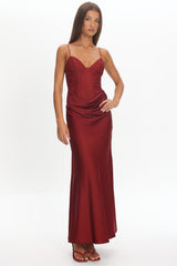 Faelis Draped Waist Maxi Dress Wine