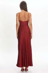 Faelis Draped Waist Maxi Dress Wine