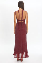 Chantrelle Twist Back Split Maxi Dress Wine