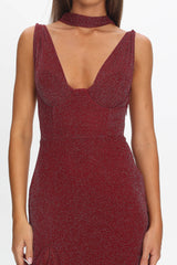 Chantrelle Twist Back Split Maxi Dress Wine