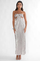 Isle Cut-Out Halterneck Maxi Dress Silver