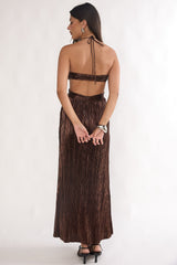 Isle Cut-Out Halterneck Maxi Dress Gold