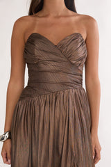 Marin Pointed Sweetheart Maxi Dress Gold