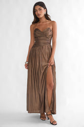 Marin Pointed Sweetheart Maxi Dress Gold