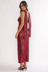 Seraphinna Strapless Cut-Out Maxi Dress Sequin Red