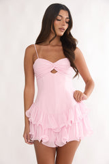 Heartstring Layered Hem Mini Dress Pink