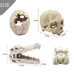Tfwadmx Bearded Dragon Tank Accessories Reptiles Crocodile Skull Decorations Resin Human Skulls Hideouts Cave Habitat Lizard Plants Hanging Fake Vines Decor for Chameleon,Snake,Spider,Gecko and Fish - BeesActive Australia