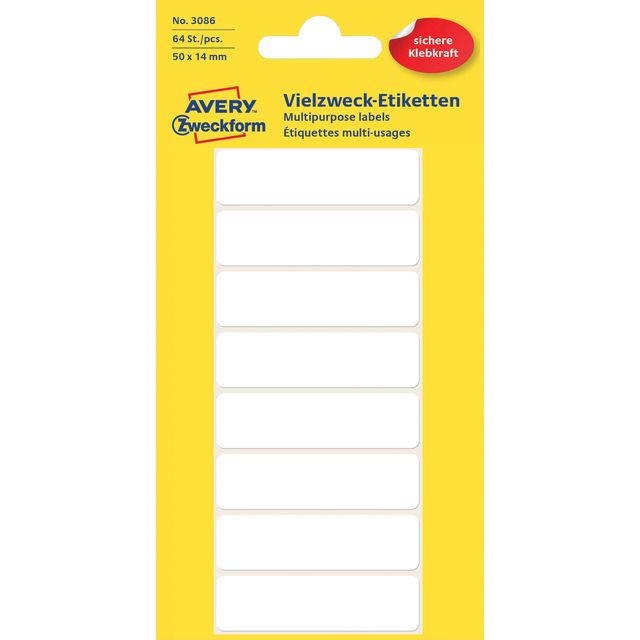 Avery Zweckform - Etiket avery 3086 50x14mm wit 64st | 10 stuks