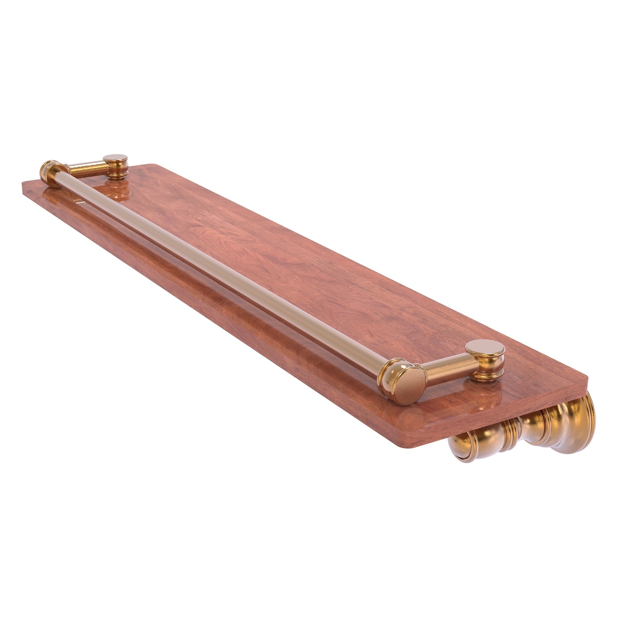 Allied Brass Carolina 22" x 5.54" Brushed Bronze Solid Brass Wood Shelf With Gallery Rail