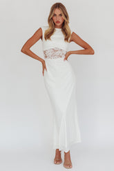 Solara Lace Waist Maxi Dress White