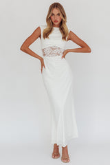 Solara Lace Waist Maxi Dress White