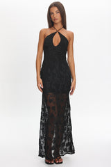 One Night Low Back Maxi Dress Embellished Black