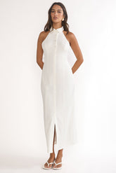 Esmarie Collared Maxi Dress White