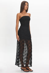 Arlise Strapless Lace Maxi Dress Black
