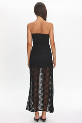 Arlise Strapless Lace Maxi Dress Black