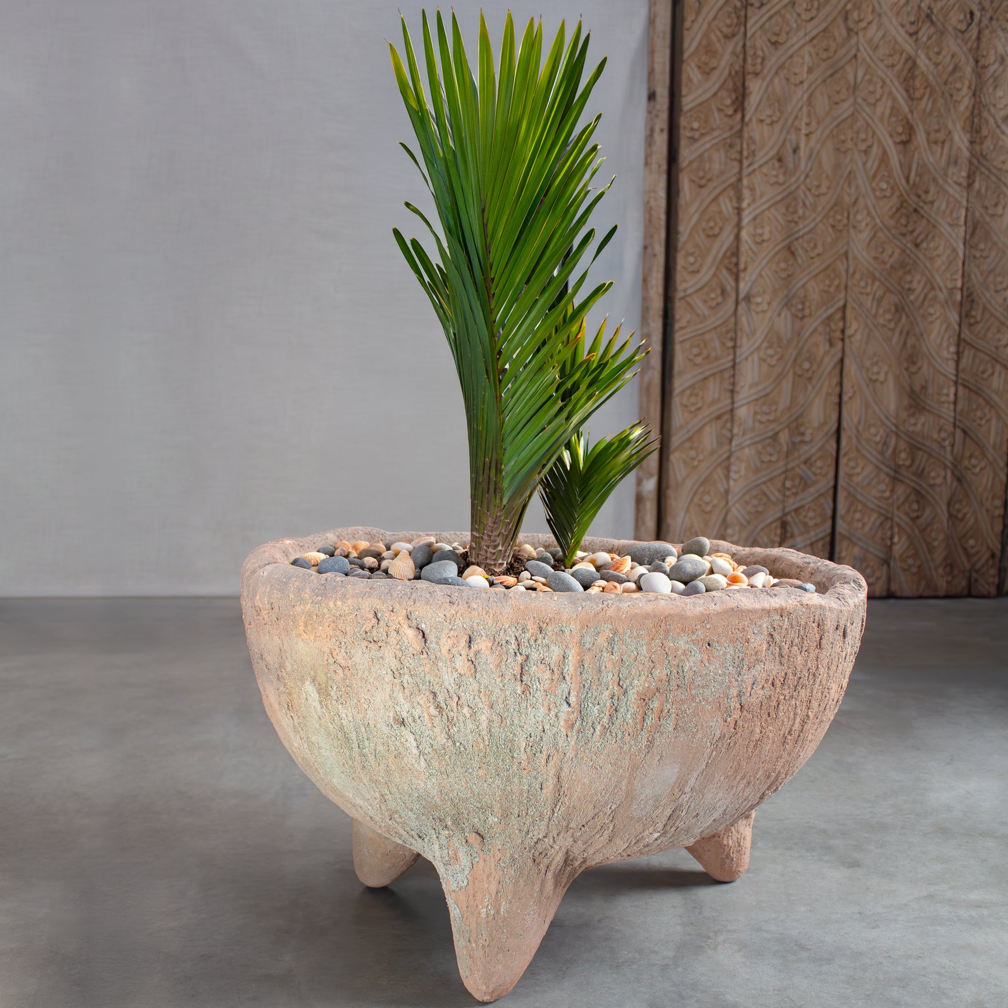 Metate Pot, Large Terracotta Footed Planter.