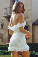 Verona Off-Shoulder Lace Overlay Mini Dress White