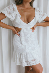 Sweet Life Cut-Out Waist Lace Dress White