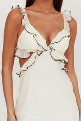 Second Chances Ruffle Trim Maxi Dress Contrast Cream