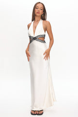 Of Your Dreams Cut-Out Halter Dress Oyster