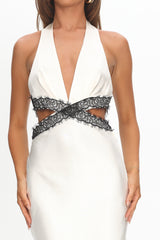 Of Your Dreams Cut-Out Halter Dress Oyster