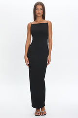 Yindi Backless Boat Neck Maxi Dress Black