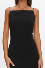 Yindi Backless Boat Neck Maxi Dress Black