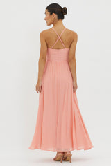 Slow It Down Lace Trim Maxi Dress Peach