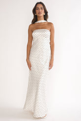 Damsel Reverse Halter Maxi Dress Polka Dot White