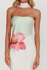 Damsel Reverse Halter Maxi Dress Flower Green