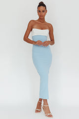Regent Strapless Maxi Dress Contrast Blue