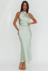 Moonlight Mirage Criss-Cross Back Maxi Dress Pistachio