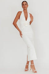 Sinners Rosette Halter Neck Maxi Dress White
