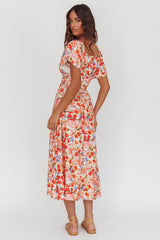 Carynna Flutter Sleeve Maxi Dress Floral Red
