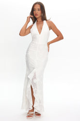 Alisette Halter Split Maxi Dress White