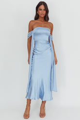 Odayah Draped Sleeve Maxi Dress Blue