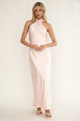 Alvara Crossover Halterneck Maxi Dress Pink