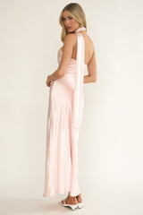 Alvara Crossover Halterneck Maxi Dress Pink